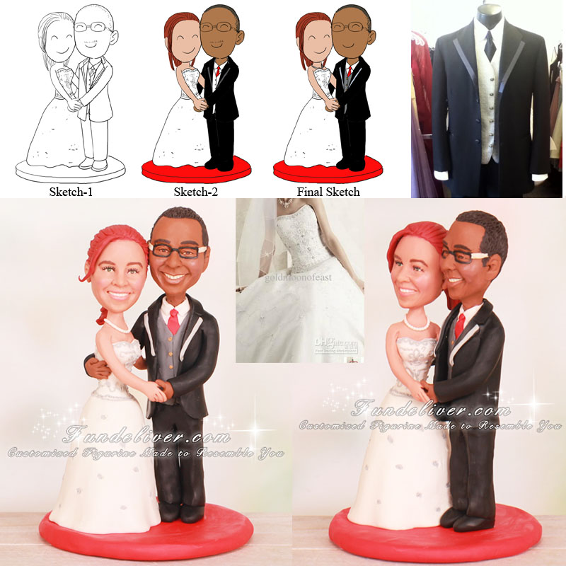 Bride Groom Touching Face Wedding Cake Toppers